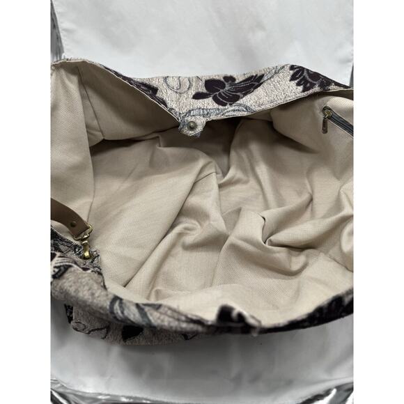 Zen Amsterdam Tapestry Hobo Tote Purse Shoulder Bag Purple Sliver Floral - Picture 7 of 13